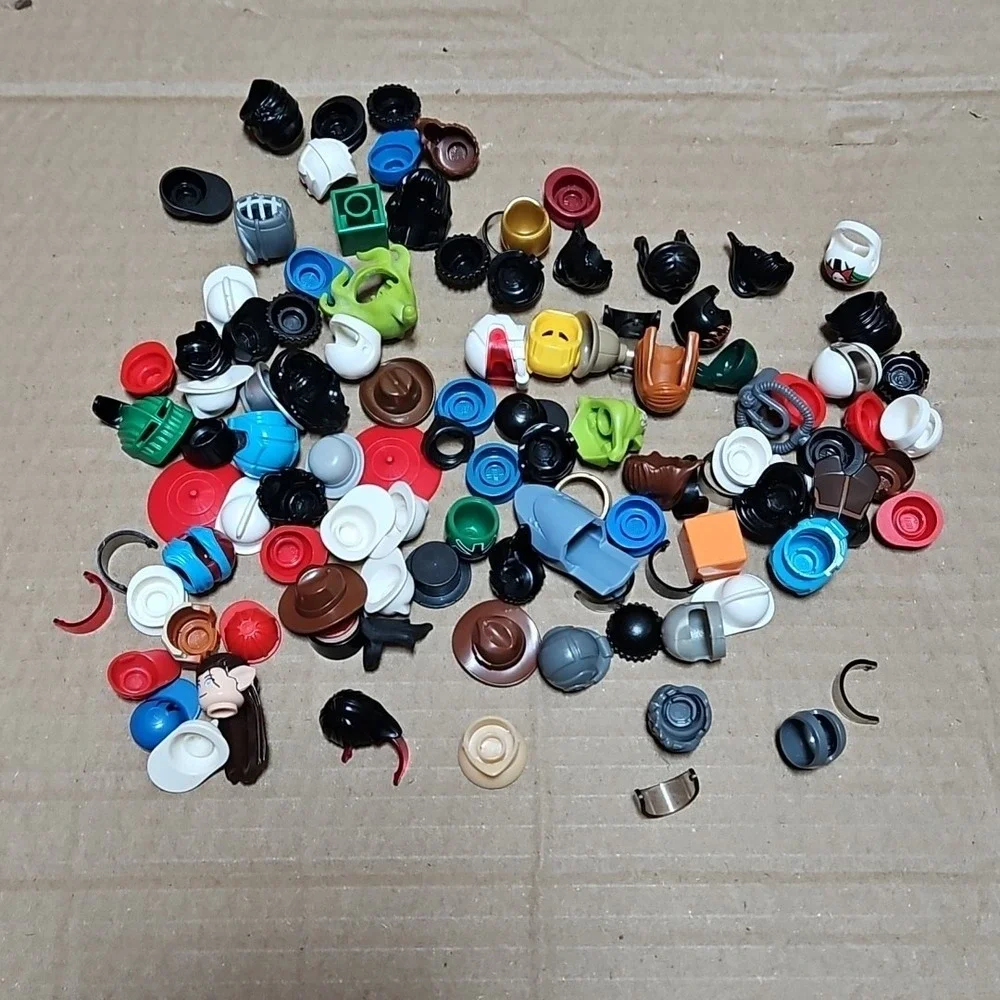 100 LEGO minifigure figure accessory hats girl boy hair headgear people part Lot
